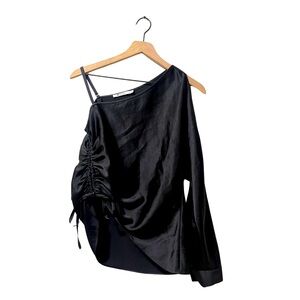 Alexander Wang Black Open-Cut Asymmetrical Party Blouse Size 0